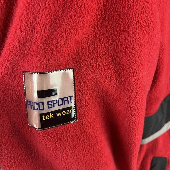 VTG Paco Sport Fleece 1/2 Zip Hoodie Tek Wear 2XL Hip Hop 90s Bootleg Polo Red - Picture 6 of 10
